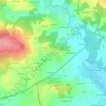 Mapa topográfico Saint-Raoul, altitude, relevo