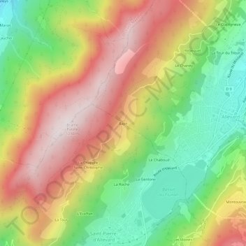 Mapa topográfico Bajin, altitude, relevo