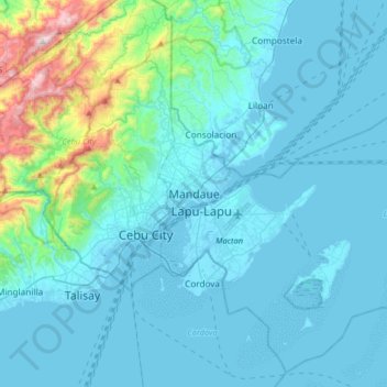 Mapa topográfico Mandaue, altitude, relevo