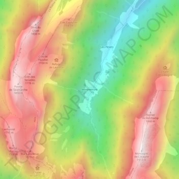 Mapa topográfico Montremont, altitude, relevo