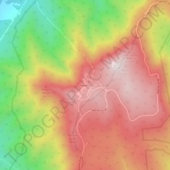 Mapa topográfico Skyland, altitude, relevo