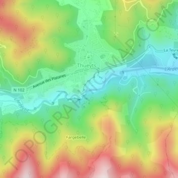 Mapa topográfico Pont du Diable, altitude, relevo