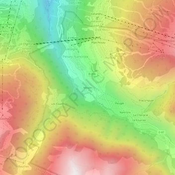 Mapa topográfico Moulin, altitude, relevo