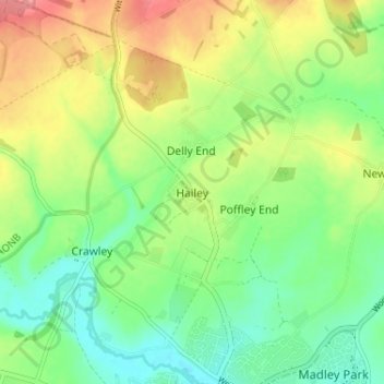 Mapa topográfico Hailey, altitude, relevo