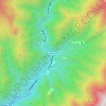 Mapa topográfico Camp 4, altitude, relevo