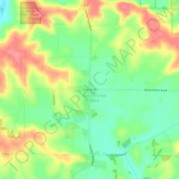 Mapa topográfico Pine Bluff, altitude, relevo