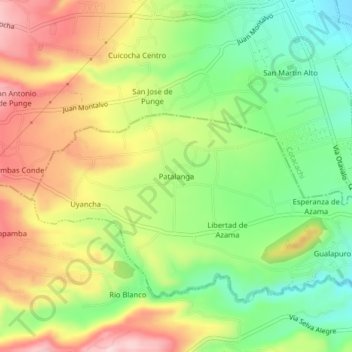 Mapa topográfico Patalanga, altitude, relevo