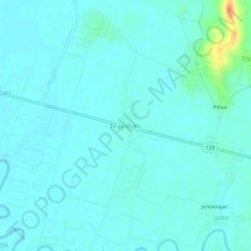 Mapa topográfico Mayahan, altitude, relevo