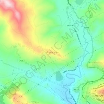 Mapa topográfico Montaperto, altitude, relevo