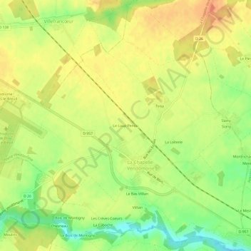 Mapa topográfico Le Loup Pendu, altitude, relevo