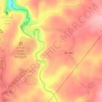 Mapa topográfico Fall Creek Falls State Park, altitude, relevo