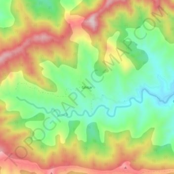 Mapa topográfico Ghisar, altitude, relevo