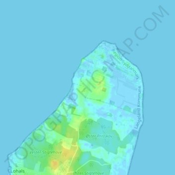 Mapa topográfico Hou, altitude, relevo