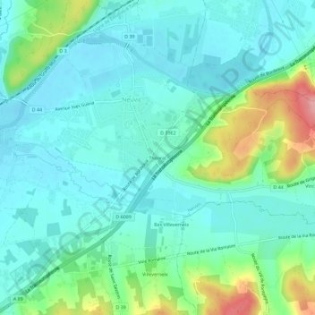 Mapa topográfico Théorat, altitude, relevo