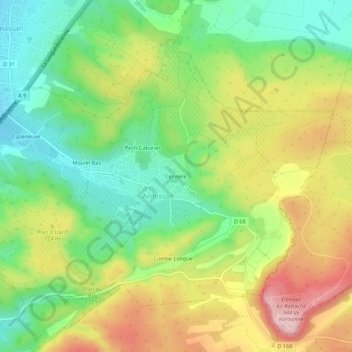 Mapa topográfico Cervière, altitude, relevo