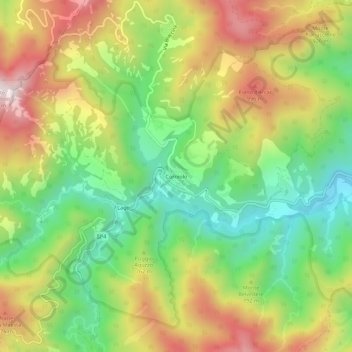 Mapa topográfico Corniolo, altitude, relevo