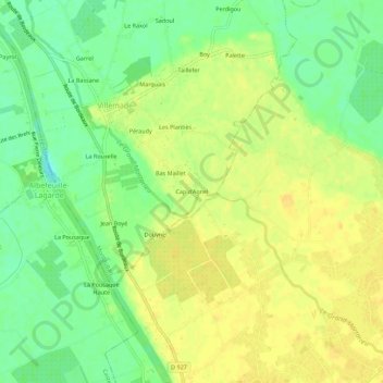 Mapa topográfico Cap d'Agnel, altitude, relevo