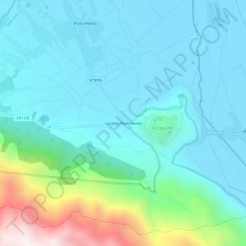 Mapa topográfico Località Piedimonte, altitude, relevo