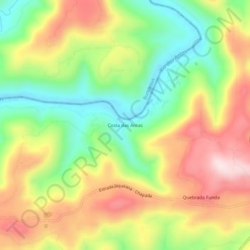 Mapa topográfico Costa das Antas, altitude, relevo