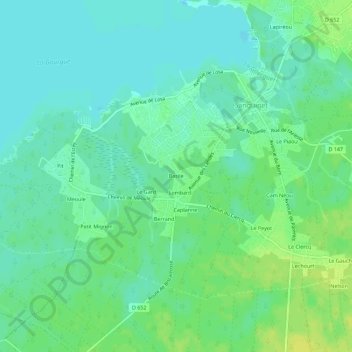Mapa topográfico Basile, altitude, relevo