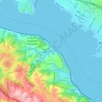 Mapa topográfico Port Costa, altitude, relevo