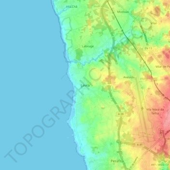 Mapa topográfico Lavra, altitude, relevo