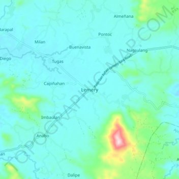 Mapa topográfico Lemery, altitude, relevo