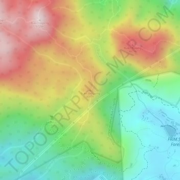 Mapa topográfico Beruang Hill, altitude, relevo