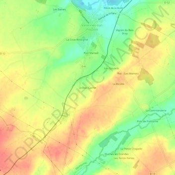 Mapa topográfico Le Bois Gachet, altitude, relevo