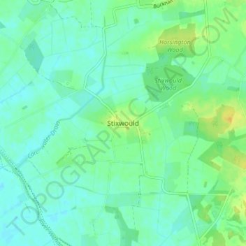 Mapa topográfico Stixwould, altitude, relevo