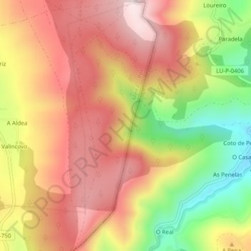 Mapa topográfico Romeor, altitude, relevo