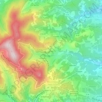 Mapa topográfico Le Gay, altitude, relevo