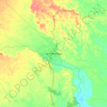 Mapa topográfico La Hormiga, altitude, relevo