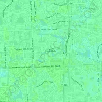 Mapa topográfico Kendall Lakes, altitude, relevo