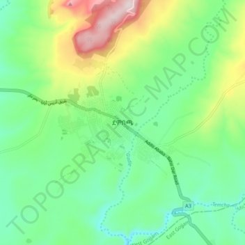 Mapa topográfico Demebecha, altitude, relevo