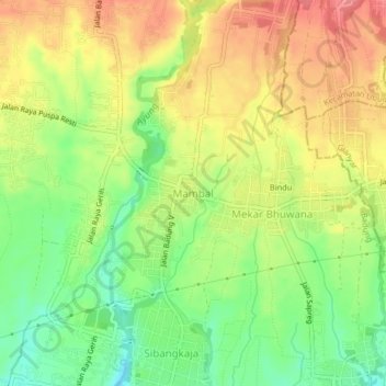 Mapa topográfico Mambal, altitude, relevo