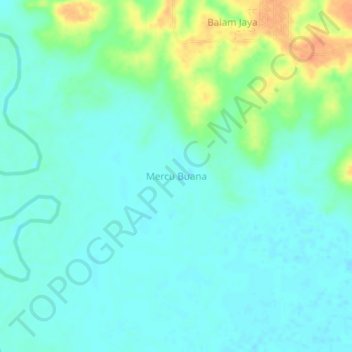 Mapa topográfico Mercu Buana, altitude, relevo