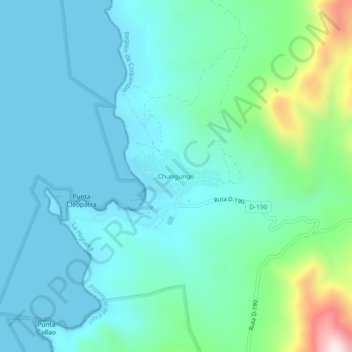 Mapa topográfico Chungungo, altitude, relevo