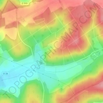 Mapa topográfico Colombelle, altitude, relevo
