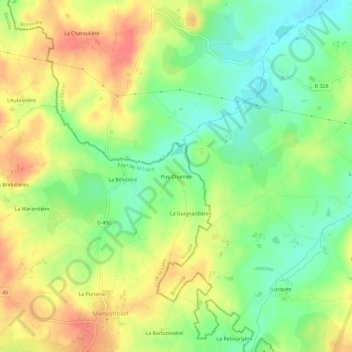 Mapa topográfico Puy-Charrier, altitude, relevo