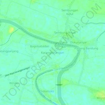 Mapa topográfico Karangbinangun, altitude, relevo