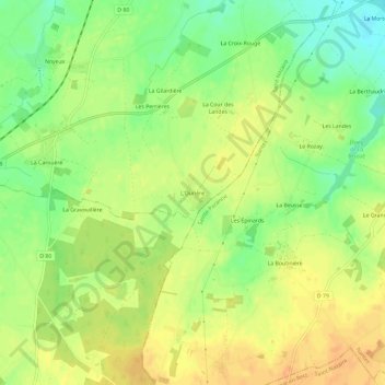 Mapa topográfico L'Ourière, altitude, relevo