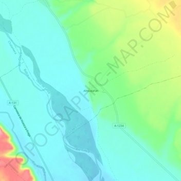 Mapa topográfico Almudáfar, altitude, relevo