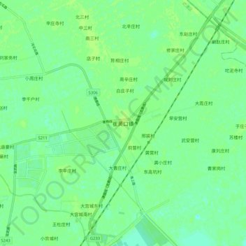 Mapa topográfico 崔黄口镇, altitude, relevo