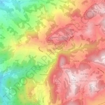 Mapa topográfico Rosola, altitude, relevo