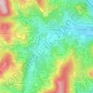 Mapa topográfico Grolier, altitude, relevo