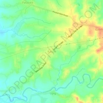 Mapa topográfico Basuit, altitude, relevo