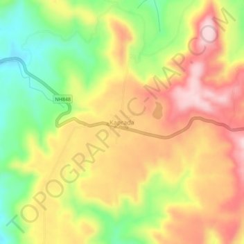 Mapa topográfico Kaprada, altitude, relevo