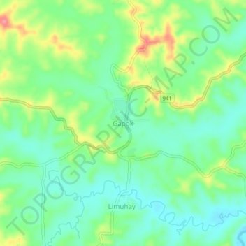 Mapa topográfico Gapok, altitude, relevo