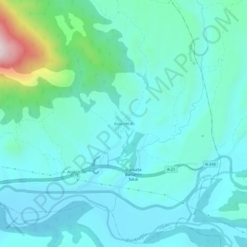 Mapa topográfico Asso-Veral, altitude, relevo